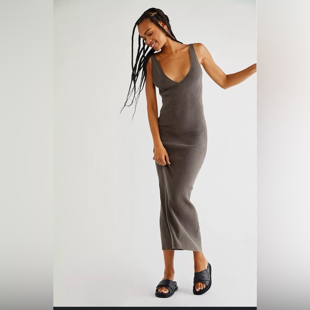 ISO! FP Beach Daniela Sweater Dress in Gray/Brown